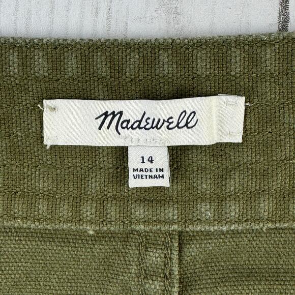 Madewell Kale Green Stretch Raw Hem  Button Fly A-Line Mini Skirt Plus Size 14 - Picture 9 of 16